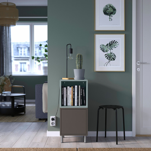 EKET Cabinet combination with legs, dark grey light grey-blue/metal, 35x35x80 cm