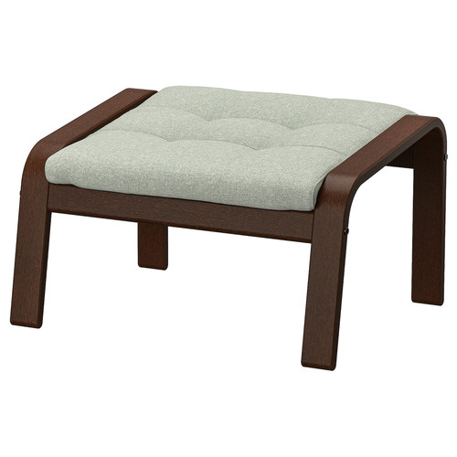 POÄNG Footstool, brown/Gunnared light green