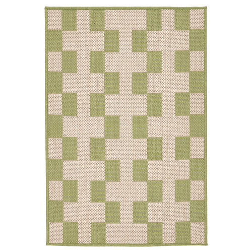 GÅNGSTIG Kitchen mat, flatwoven green/off-white, 60x90 cm