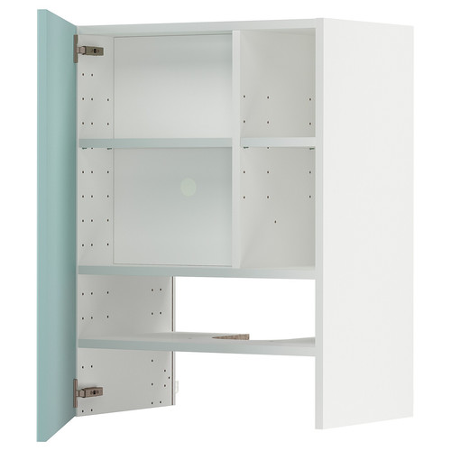 METOD Wall cb f extr hood w shlf/door, white Järsta/high-gloss light turquoise, 60x80 cm