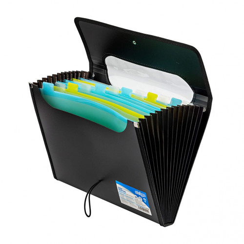 Document Folder with Dividers A4 25mm 12 Pockets, black