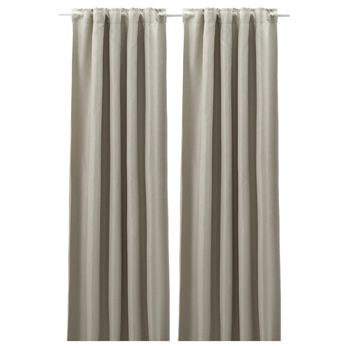 ANNAKAJSA Room darkening curtains, 1 pair, light grey, 145x300 cm