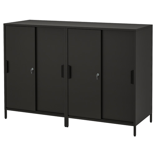 TROTTEN Cabinet with sliding doors, anthracite, 160x110 cm