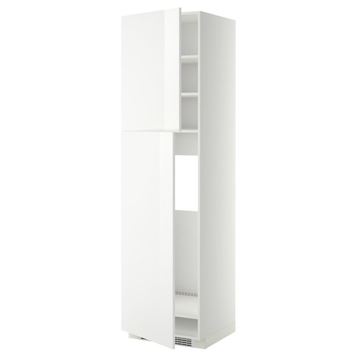 METOD High cabinet for fridge w 2 doors, white/Ringhult white, 60x60x220 cm