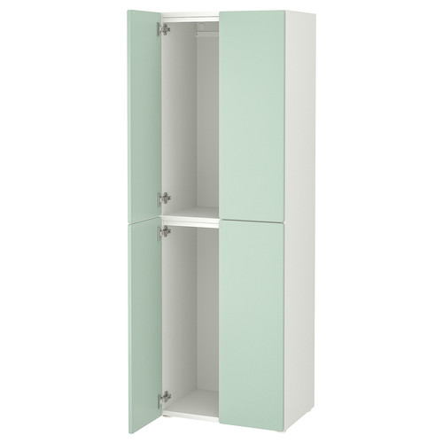 SMÅSTAD / PLATSA Wardrobe, white light green/with 2 clothes rails, 60x42x181 cm