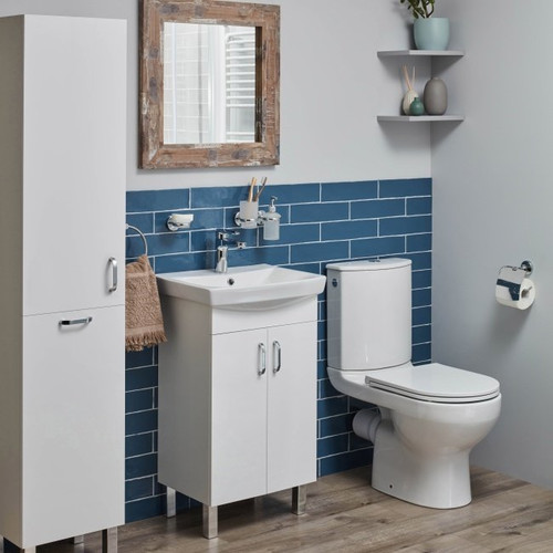 Cersanit Bathroom High Cabinet Claso, high-gloss white