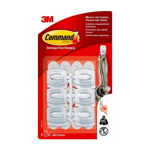 3M Command Mini Hooks, Pack of 6