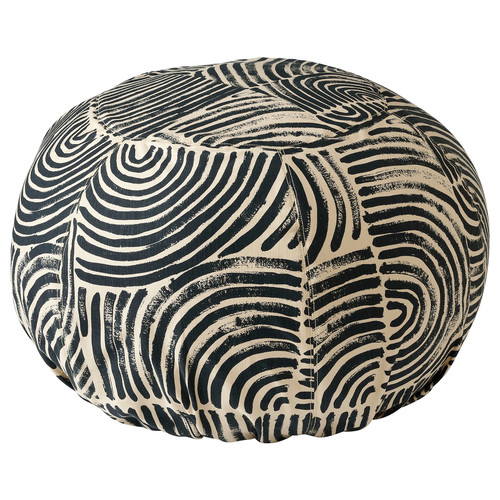 FRÖDD Floor cushion, black/patterned, 56 cm