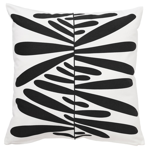 MAJSMOTT Cushion cover, off-white/black, 50x50 cm