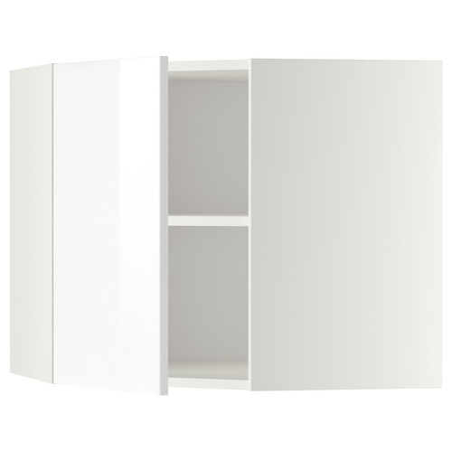 METOD Corner wall cabinet with shelves, white, Ringhult white, 68x60 cm