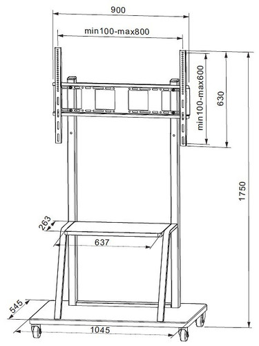 Techly Multifunction Mobile TV LCD Cart 55-100" max. 150kg