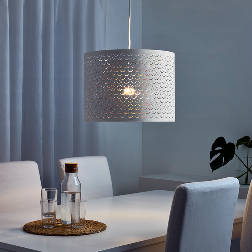 NYMÖ Lamp shade, white/brass colour, 44 cm