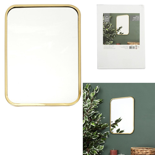 Mirror Arcilla, gold, rectangular