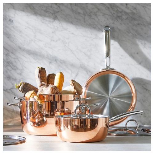 FINMAT Sauté pan with lid, copper/stainless steel, 25 cm