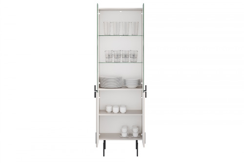 Display Cabinet Malmi 60 cm, cashmere, crema bianca, black legs