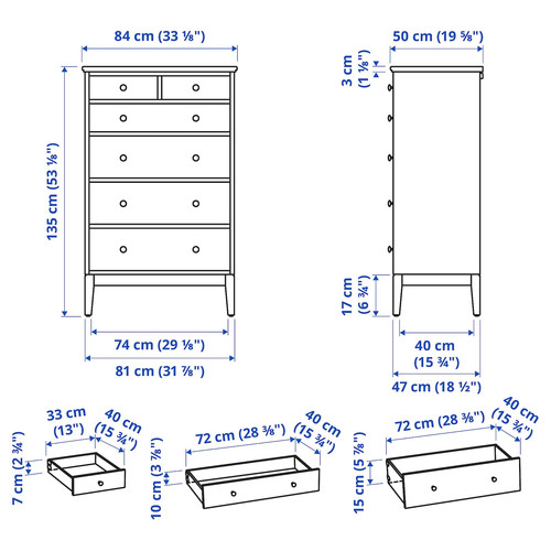 IDANÄS Chest of 6 drawers, dark brown stained, 84x135 cm