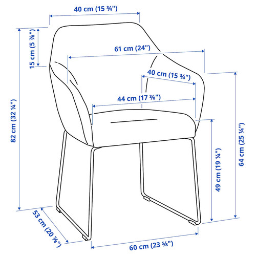 TOSSBERG Chair, metal black/Gunnared dark grey