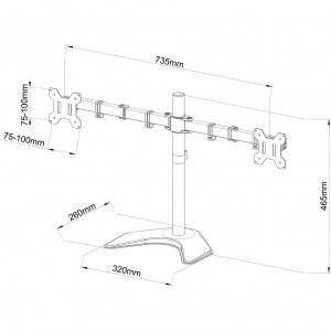 Bracket for 2 Monitors LED/LCD 13-27 "L-21N