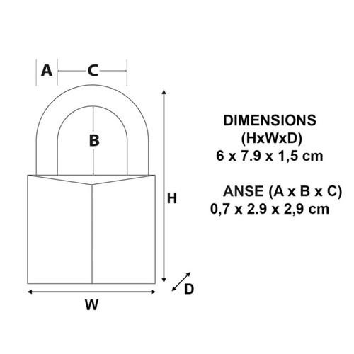 Master Lock Shackle Padlock 60 mm, aluminium