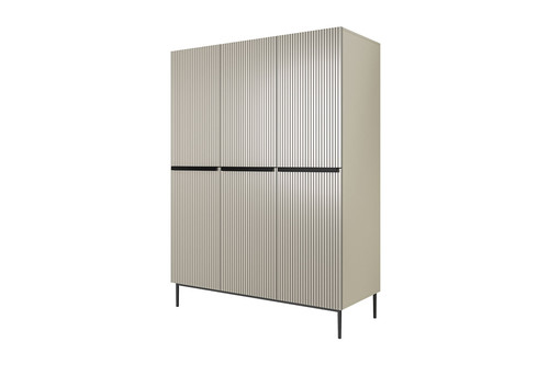 Wardrobe Nicole with Drawer Unit 150 cm, cashmere, black handles and legs