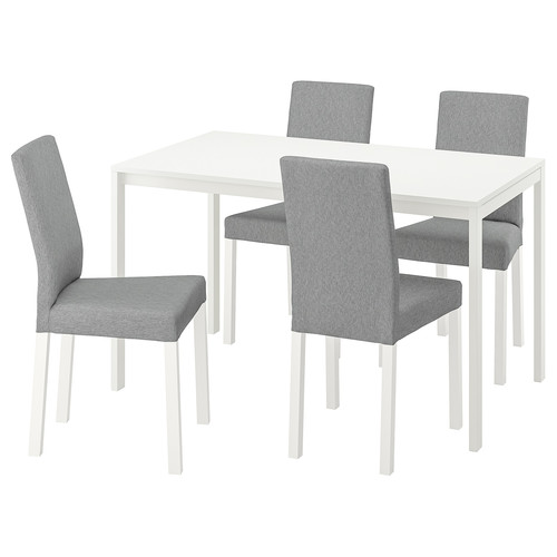 MELLTORP / KÄTTIL Table and 4 chairs, white/Knisa light grey, 125 cm