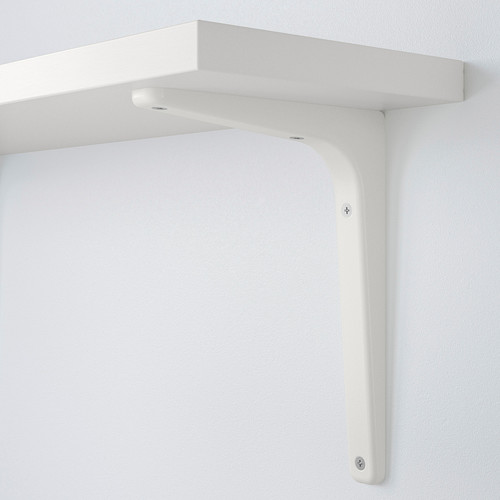 BERGSHULT / TOMTHULT Shelf with bracket, white, 120x20 cm