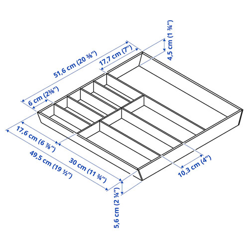 UPPDATERA Cutlery tray, light bamboo, 52x50 cm