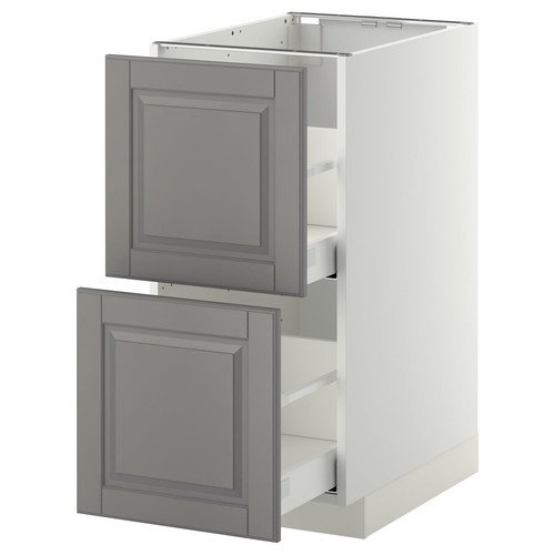 METOD / MAXIMERA Base cb 2 fronts/2 high drawers, white, Bodbyn grey, 40x60 cm