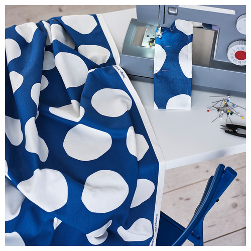 RAKLOSTA Pre-cut fabric, blue/white, 150x300 cm