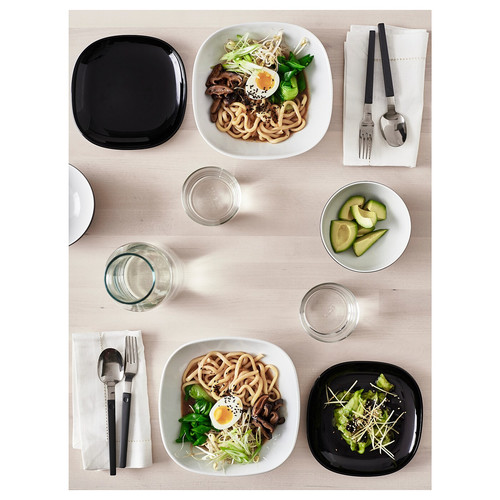 BACKIG Side plate, black, 18x18 cm, 4 pack