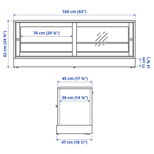 HAVSTA TV bench with plinth, grey-beige, 160x47x62 cm