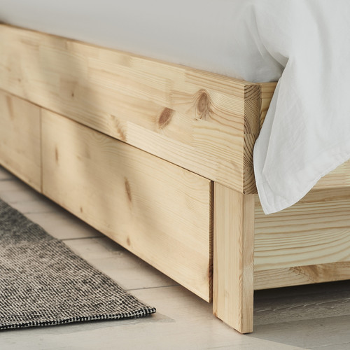 GLAMBERGET Extendable bed with storage, pine, 80-160x200 cm