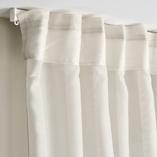 STENFRÖ Sheer curtain, 1 piece, with heading tape/beige, 300x300 cm