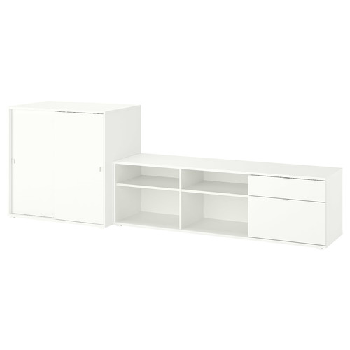 VIHALS TV/storage combination, white, 275x47x90 cm