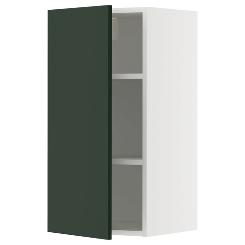 METOD Wall cabinet with shelves, white/Havstorp deep green, 40x80 cm