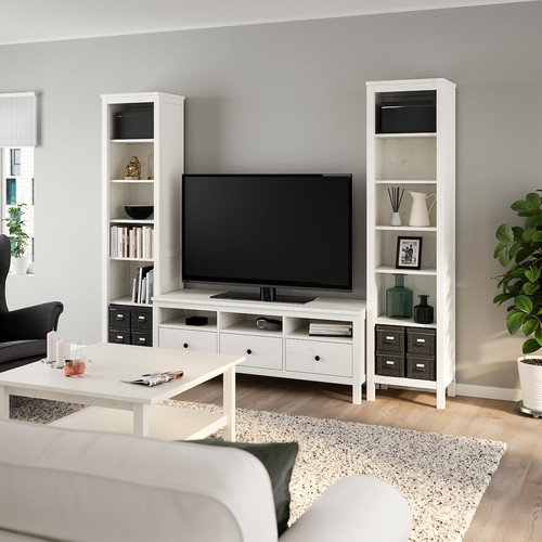 HEMNES TV storage combination, white stain, 245x197 cm