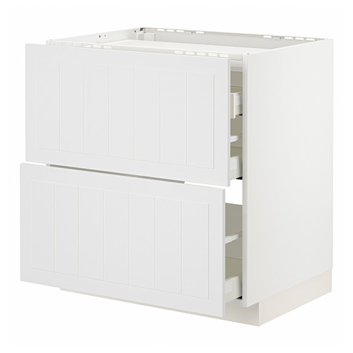 METOD / MAXIMERA Base cab f hob/2 fronts/3 drawers, white/Stensund white, 80x60 cm