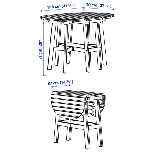 ASKHOLMEN Gateleg table+4 chairs, outdoor, foldable dark brown/Kuddarna light grey-beige