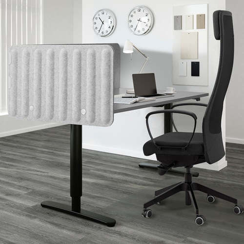 EILIF Screen for desk, grey, 160x48 cm