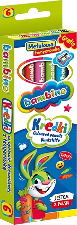 Bambino Coloured Pencils 6 Colours + Sharpener