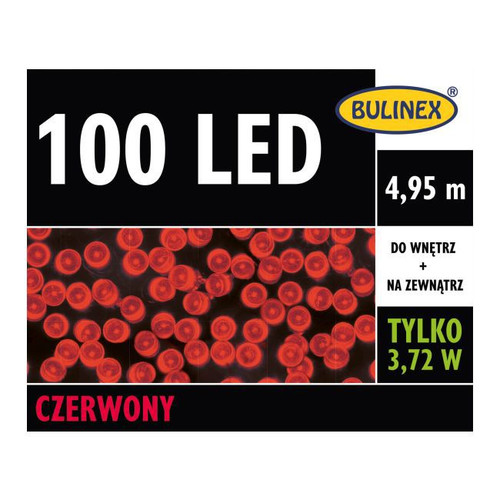 Christmas Lights 100 LED Bulinex 4.95 m, indoor/outdoor, red