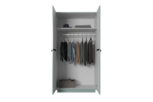 Wardrobe Nicole 100 cm, sage, black handles