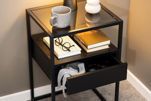 Bedside Table Nightstand Randolf, black