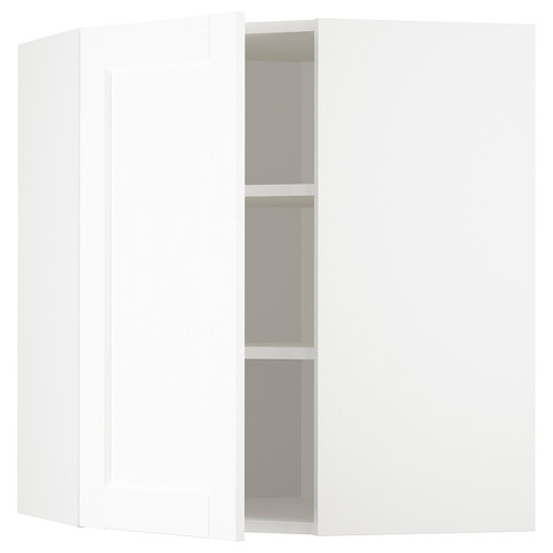 METOD Corner wall cabinet with shelves, white Enköping/white wood effect, 68x80 cm