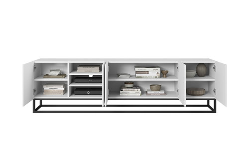 TV Cabinet Asha 200 cm, metal legs, matt white