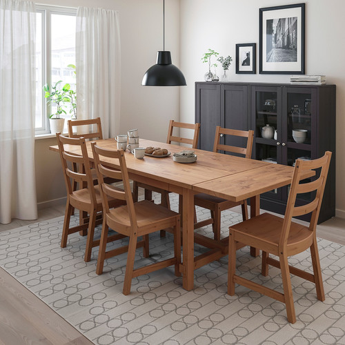 NORDVIKEN / NORDVIKEN Table and 6 chairs, antique stain/antique stain, 152/223x95 cm