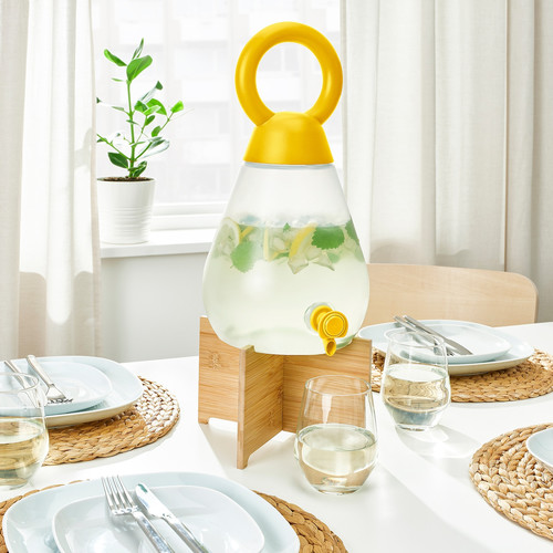 NÄBBFISK Jar with tap, transparent/bright yellow, 4 l