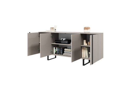 Four-Door Cabinet Verica 200cm, cashmere/black legs