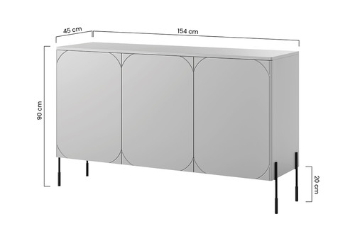Three-Door Cabinet with Drawer Units Sonatia 150cm, olive