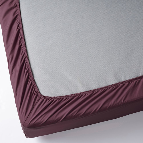 ULLVIDE Fitted sheet, deep red, 140x200 cm